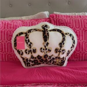 Juicy Couture Leopard Crown Pillow with Gold Accents
